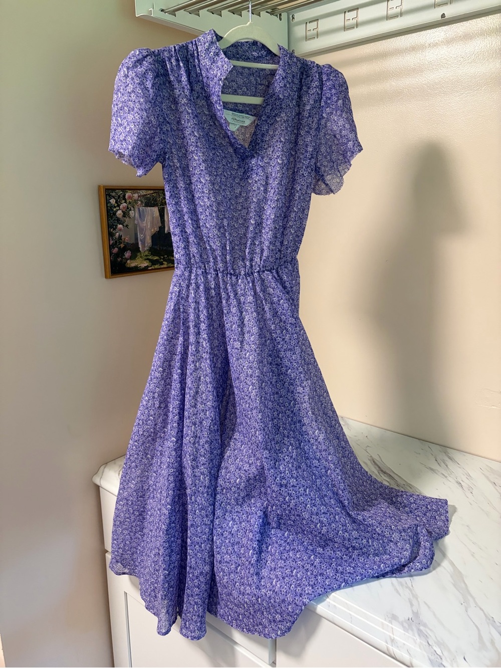70s/80s Purple Floral Cottagecore Prairie Dress JCPennet- Size 8 (Fits Small)